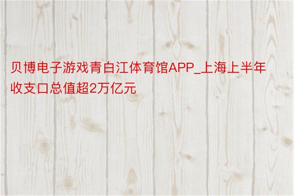 贝博电子游戏青白江体育馆APP_上海上半年收支口总值超2万亿元