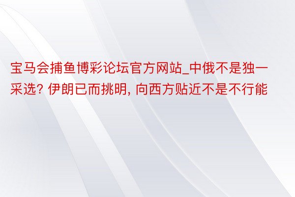 宝马会捕鱼博彩论坛官方网站_中俄不是独一采选? 伊朗已而挑明， 向西方贴近不是不行能