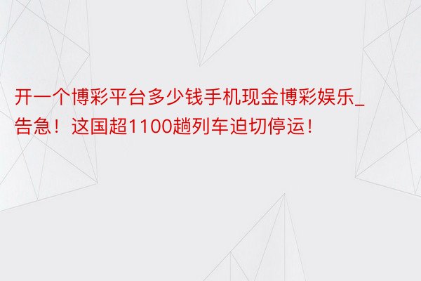 开一个博彩平台多少钱手机现金博彩娱乐_告急！这国超1100趟列车迫切停运！